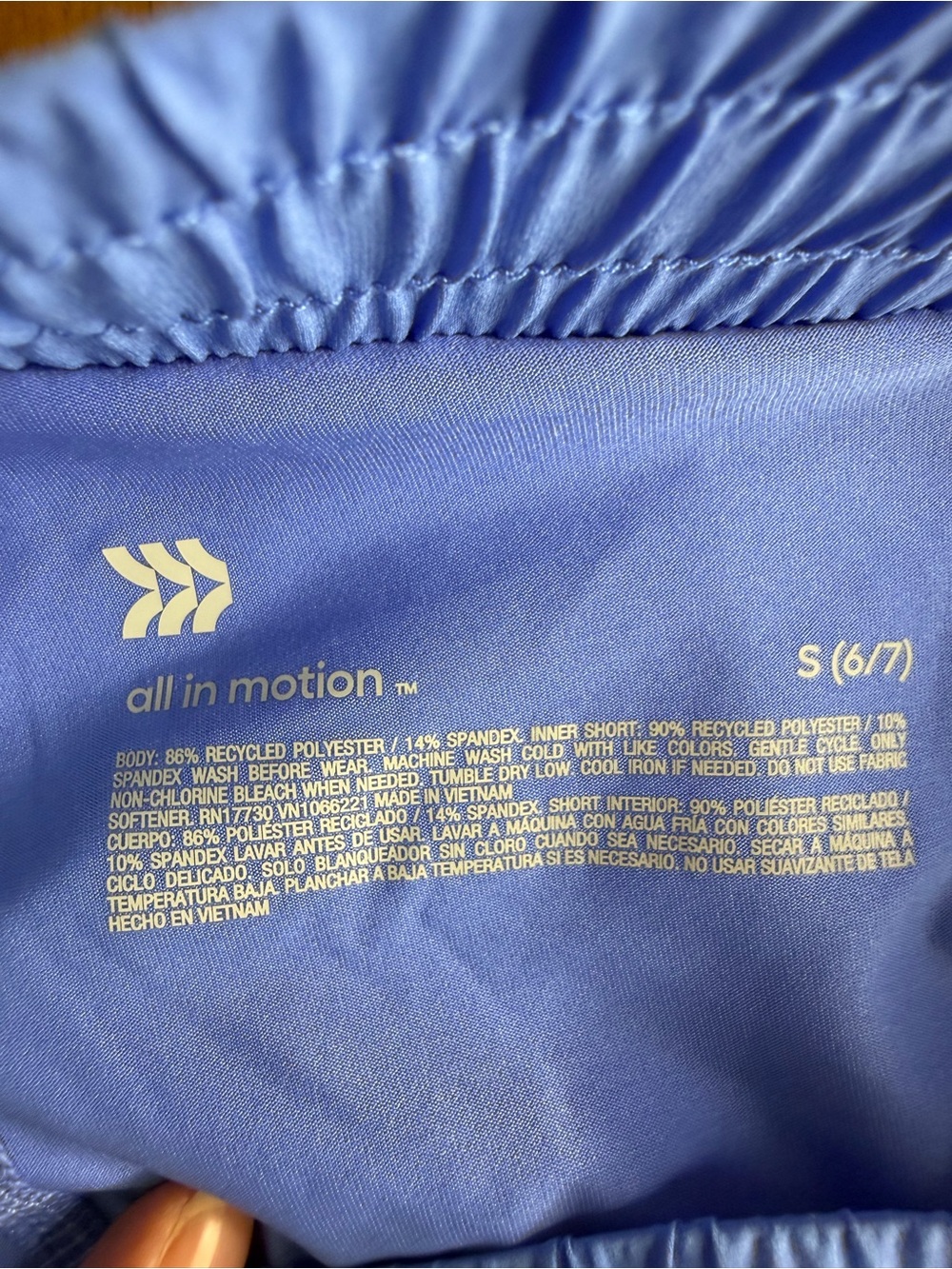 All In Motion Girls Athletic Running Shorts Size 6/7 Blue Built-In Liner Pockets - Picture 4 of 7